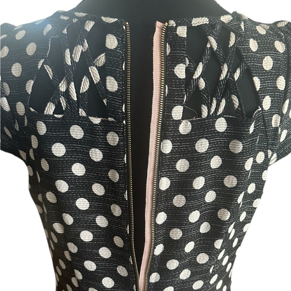 Maeve Retro Inspired Black and White Polka Dot Dress with Flutter Sleeve - Picture 10 of 12